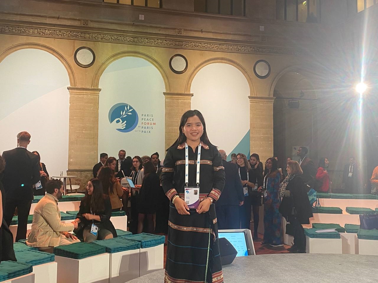 An indigenous young woman attended the Paris Peace Forum 2022
